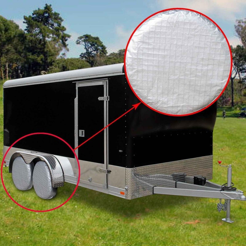 Amfor Tire Covers Set of 4, Waterproof Anti-UV Sun Snow Rain Tire Covers for Trailers, RV, Camper, SUV, Truck, Fits 27-29 Inch Tire Diameter - Image 2